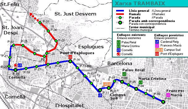 Barcelona LRT Trambaix map