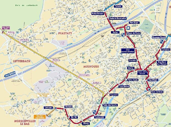 Mulhouse LRT map