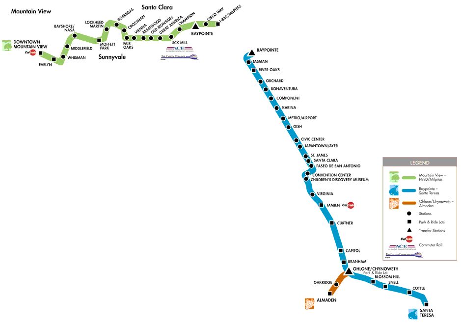 light rail route san jose