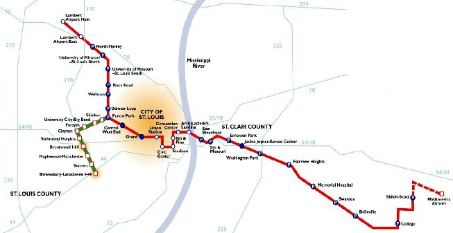St. Louis LRT map