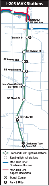 Portland Green Line LRT map