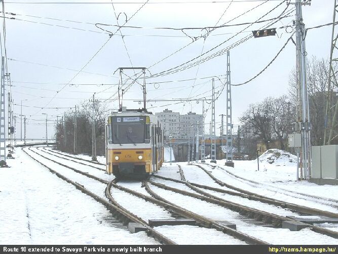 Budapest light rail tramway, diverging to Savoya Park extension