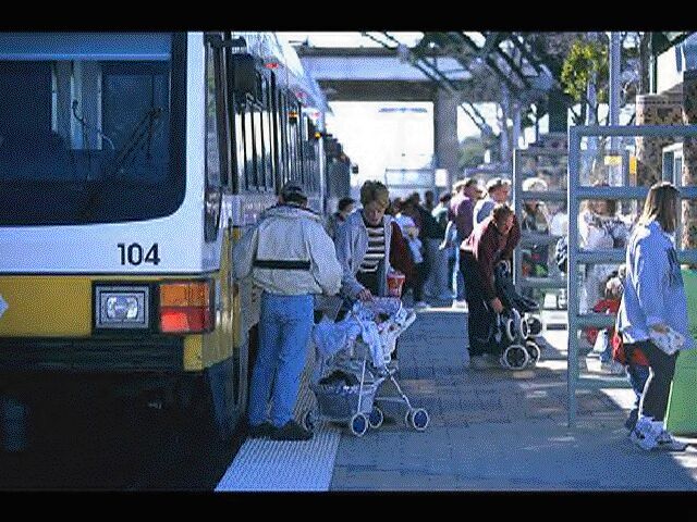 Dallas LRT station + riders