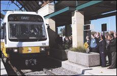 LRT arriving in Downtown Garland