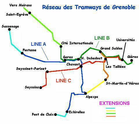 Grenoble LRT map