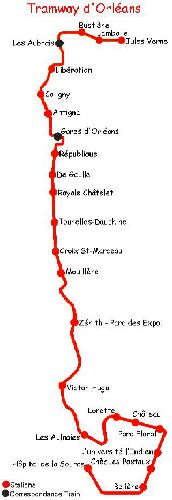 Orleans light rail tramway Line 1  map